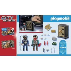 Playmobil - City Action 70908 Starter Pack Ladro e Cassaforte, Giocattoli per Bambini dai 4 Anni, PM09080