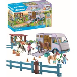 Playmobil - Horses of Waterfall 71493 Trasporto Cavalli e stalla, apprendimento giocoso dell equitazione, avventurati al Waterfa