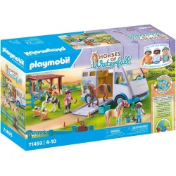 Playmobil - Horses of Waterfall 71493 Trasporto Cavalli e stalla, apprendimento giocoso dell equitazione, avventurati al Waterfa