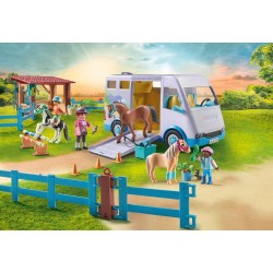 Playmobil - Horses of Waterfall 71493 Trasporto Cavalli e stalla, apprendimento giocoso dell equitazione, avventurati al Waterfa