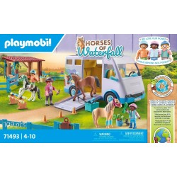 Playmobil - Horses of Waterfall 71493 Trasporto Cavalli e stalla, apprendimento giocoso dell equitazione, avventurati al Waterfa