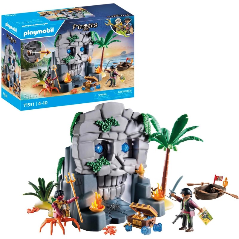 Playmobil - Pirates 71531 Isola del Teschio, Avventura emozionante sull Isola del Teschio di Cristallo, Incluso Il Pirata e Il P