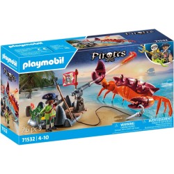 Playmobil - Pirates 71532 Pirata e Mostro Marino, Epica Battaglia Marina, Incluso Cannone, Proiettile Gancio Rampino e sciabola,