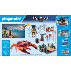 Playmobil - Pirates 71532 Pirata e Mostro Marino, Epica Battaglia Marina, Incluso Cannone, Proiettile Gancio Rampino e sciabola,