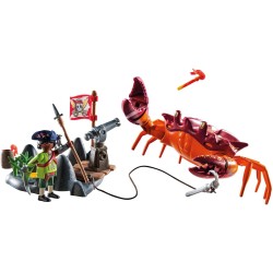 Playmobil - Pirates 71532 Pirata e Mostro Marino, Epica Battaglia Marina, Incluso Cannone, Proiettile Gancio Rampino e sciabola,