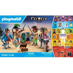 Playmobil - Pirates 71533 MyFigures: Pirati, Montaggio Creativo di Personaggi Pirati Personalizzati, Incluso Mappa del Tesoro e 