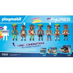 Playmobil - Pirates 71533 MyFigures: Pirati, Montaggio Creativo di Personaggi Pirati Personalizzati, Incluso Mappa del Tesoro e 