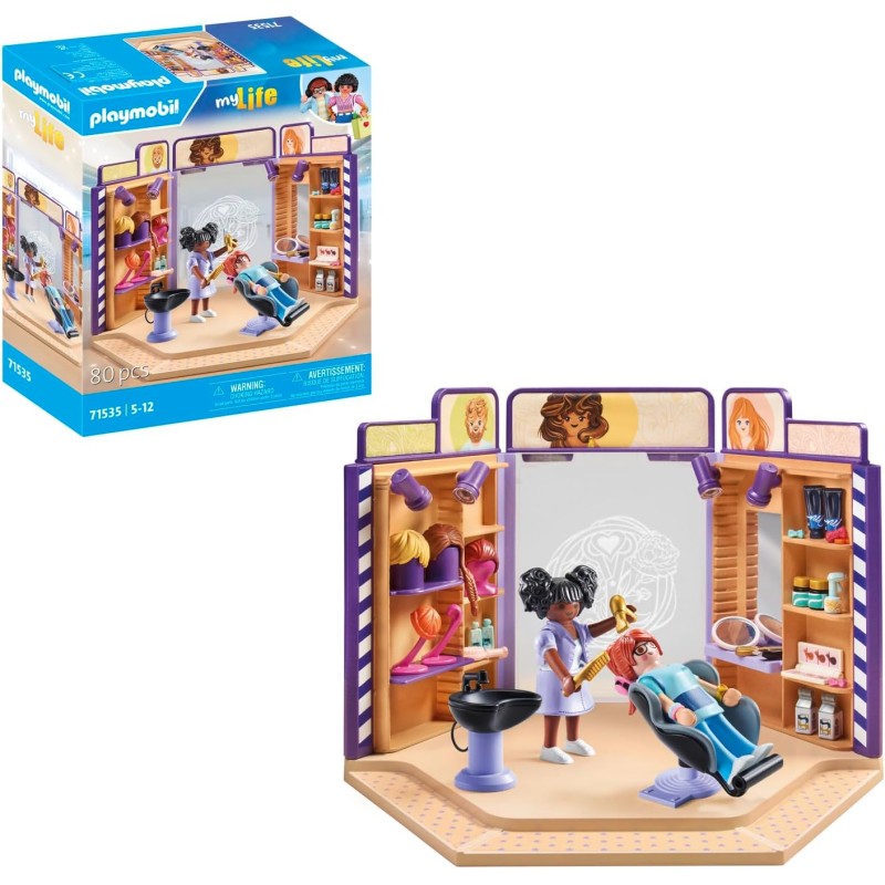 Playmobil - myLife 71535 Parrucchiera, Acconciature alla Moda e Parrucche per i Clienti, con Ampi Accessori per sperimentare, PM