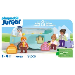 Playmobil - Junior 71682 Autobus, inclusi bagagli e quattro personaggi, giocattolo sostenibile realizzato in plastica a base veg