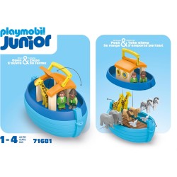 Playmobil - Junior 71681 Arca di NoÃ¨ portatile, inclusa rampa e nove animali, giocattolo sostenibile realizzato in plastica di 