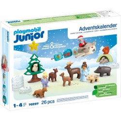 Playmobil Junior - 70297 Calendario dell  Avvento JUNIOR: Natale innevato, con 24 caselline, giocattolo sostenibile realizzato c