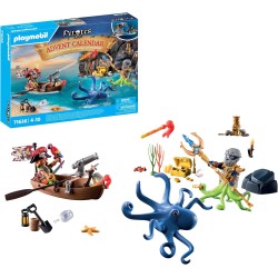 Playmobil - Pirates 71636 Calendario dell Avvento: Pirati, 24 sorprese, tra cui due personaggi, un gigantesco polpo e accessori,