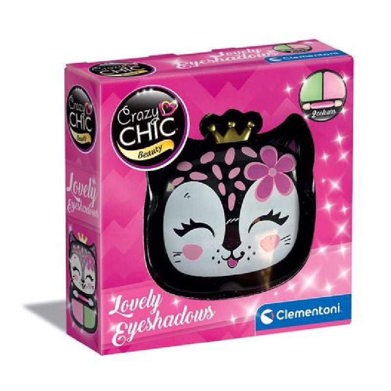 Clementoni - Crazy Chic-Lovely Eyeshadow: Pantera-Trousse Ombretti, Trucchi Sicuri E Anallergici, Set Cosmetici Bambine 6 Anni, 