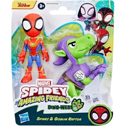 Hasbro - Marvel Spidey e i Suoi Fantastici Amici, Dino-Web, Set di Action Figure di Spidey e Goblin Raptor