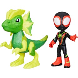 Hasbro - Marvel Spidey e i Suoi Fantastici Amici, Dino-Web, Action Figure di Miles Spin Morales e Marvel s Electrosaurus