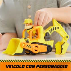 Spin Master - Rubble &amp; Crew, Veicolo da lavoro di Rubble, Bulldozer giocattolo con parti mobili e personaggio da collezione,