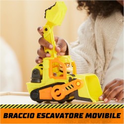 Spin Master - Rubble &amp; Crew, Veicolo da lavoro di Rubble, Bulldozer giocattolo con parti mobili e personaggio da collezione,