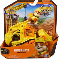 Spin Master - Rubble &amp; Crew, Veicolo da lavoro di Rubble, Bulldozer giocattolo con parti mobili e personaggio da collezione,