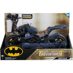 Spin Master - DC Comics, Veicolo Batman Adventures 2 in 1, Batcycle Trasformabile, Macchina Batman Compatibile con Tutte Le Acti