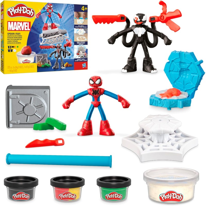 Hasbro - Play-Doh Marvel, Set da Gioco per Battaglie Lancia e Taglia di Spider-Man