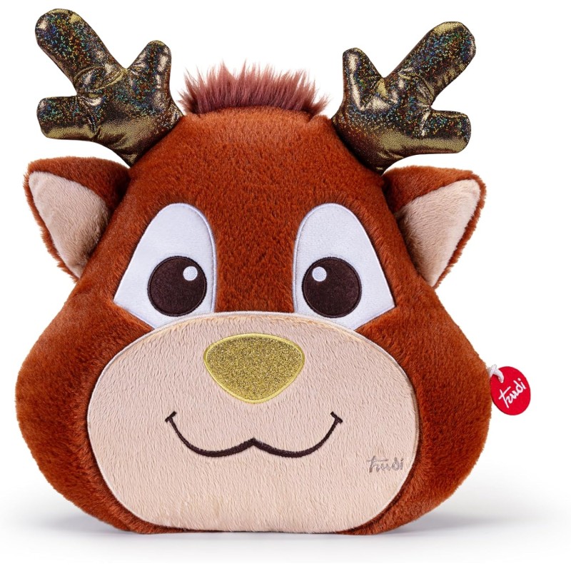 Trudi - Cuscino Renna Xmas cuscini di peluche da arredo decorativi animali, regalo di compleanno | 38x33x7cm taglia M | Pillows 