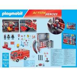 PLAYMOBIL - Action Heroes 71603 Mega Set dei Vigili del Fuoco, grande set di vigili del fuoco con squadra di intervento e numero