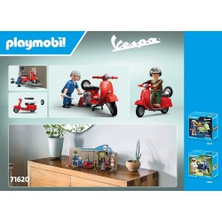 PLAYMOBIL - Cars 71620 Garage Vespa Anni 60, comprensiva di Piattaforma di Sollevamento Mobile, con Accessori per un  autentica 