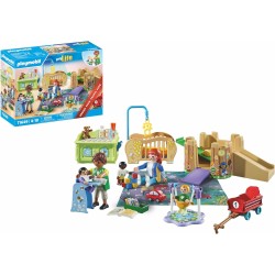 PLAYMOBIL - MyLife Promo Pack 71649 Area giochi dell asilo, con cinque personaggi, torre gioco, scivolo e tanti accessori adorab