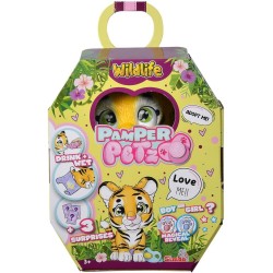 Simba - Pamper Petz Tigre, simpatico animaletto con pannolino con funzione color-change, zampa magica, tre sorprese, 15 cm, 1059