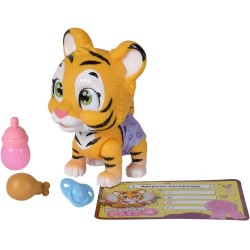 Simba - Pamper Petz Tigre, simpatico animaletto con pannolino con funzione color-change, zampa magica, tre sorprese, 15 cm, 1059