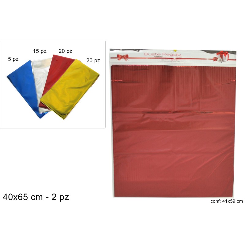 Buste Regalo Generiche 40 x 65 cm 2 pz, colori assortiti