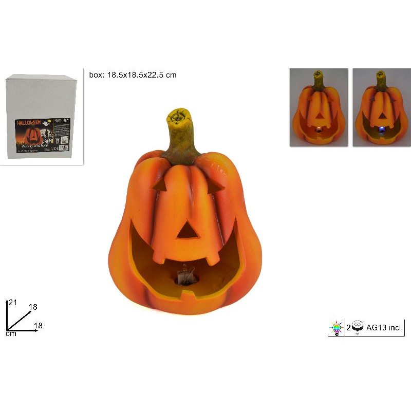 Zucca Halloween 21 cm con Luce a batteria