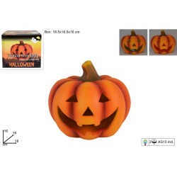 Zucca Halloween 18 cm con Luce e Batterie