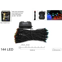 Luci 144 LED Batterie 8 Giochi con Timer Multicolor