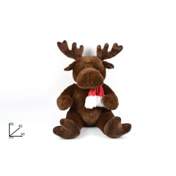 Renna Peluche Grande Pupazzo con Sciarpa Rossa e Bianca h 50 cm, decorazioni di natale idea regalo bambini morbido