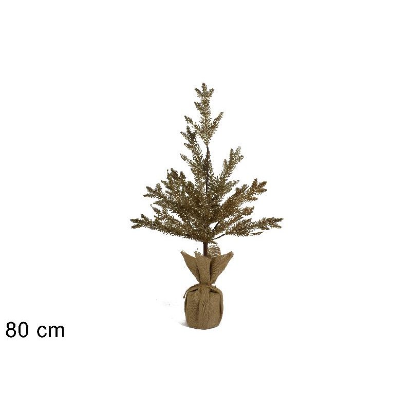 Albero Glitterato Vaso in Juta 80 cm