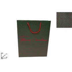 Busta Regalo Verde Borchie Rosse 50 x 40 x 18 cm