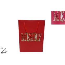 Busta Regalo 33 x 25 x 10 cm MERRY con Paillettes