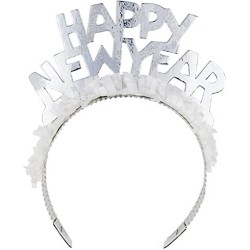 CORONCINA TIARA HAPPY NEW YEAR IN CARTONCINO ARGENTO/NERO 1pz, 8C204020