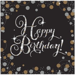 Tovagliolo 33 x 33 cm Happy Birthday Sparkling Celebrations 16 pz, 7AM9901176