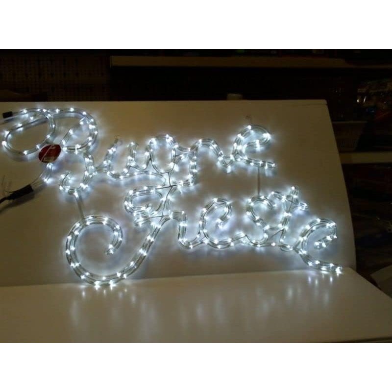 Insegna con Scritta Buone Feste 80 x 50 cm Luminosa LED Bianco Freddo