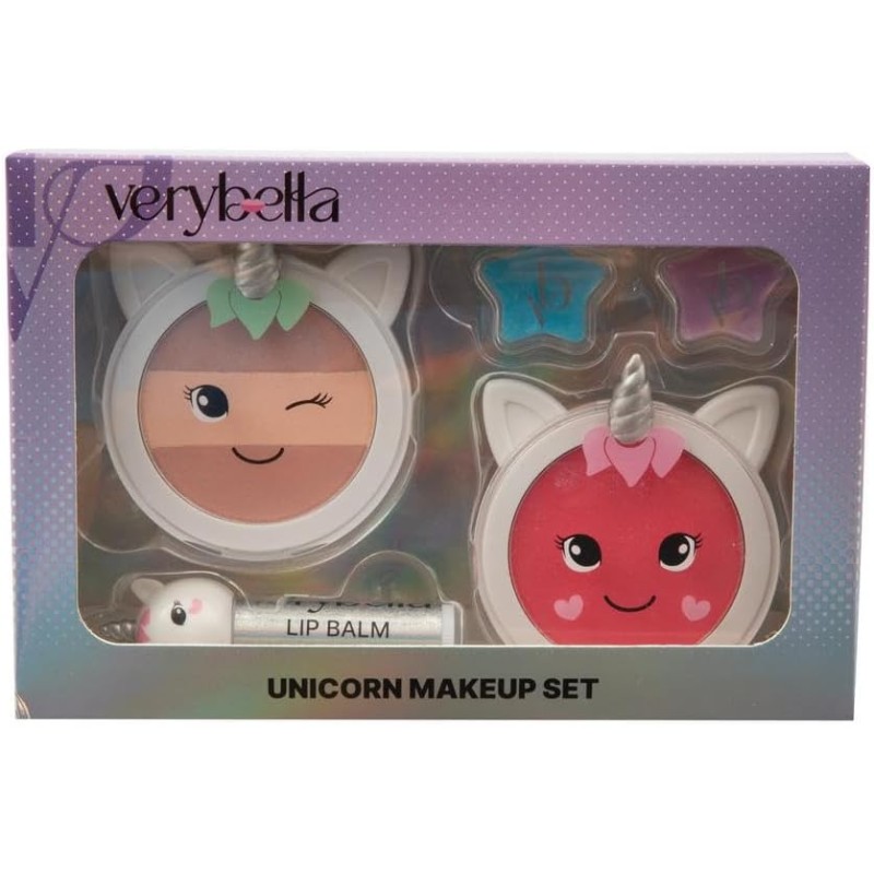 Giochi Preziosi - Verybella - Set Make Up Tema Unicorno - 1 Blush - 1 Ombretto Toni Caldi - 1 Lip Balm Gusto Fragola - 2 Burroca