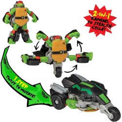 Giochi Preziosi - Turtles - Veicolo Raffaello Tartarughe Ninja Caos Mutante, Moto Trasformabile In Action Figure Raffaello 15 Cm