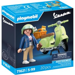 PLAYMOBIL - Cars 71621 1969 Vespa 150 Sprint Veloce, Verde Chiaro, Modello Fedele per Collezionisti e Appassionati, comprende Mo