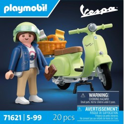 PLAYMOBIL - Cars 71621 1969 Vespa 150 Sprint Veloce, Verde Chiaro, Modello Fedele per Collezionisti e Appassionati, comprende Mo