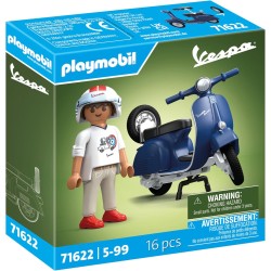 PLAYMOBIL - Cars 71622 1969 Vespa 150 Sprint Veloce, blu, modello fedele per collezionisti e appassionati, comprende accessori v