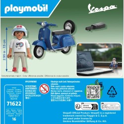 PLAYMOBIL - Cars 71622 1969 Vespa 150 Sprint Veloce, blu, modello fedele per collezionisti e appassionati, comprende accessori v