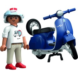 PLAYMOBIL - Cars 71622 1969 Vespa 150 Sprint Veloce, blu, modello fedele per collezionisti e appassionati, comprende accessori v