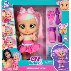 IMC Toys - Cry Babies Bella Morning Routine, Bambola, Fa 3 Routine Interattive, Applaude e Balla e i suoi Occhi si Illuminano, I