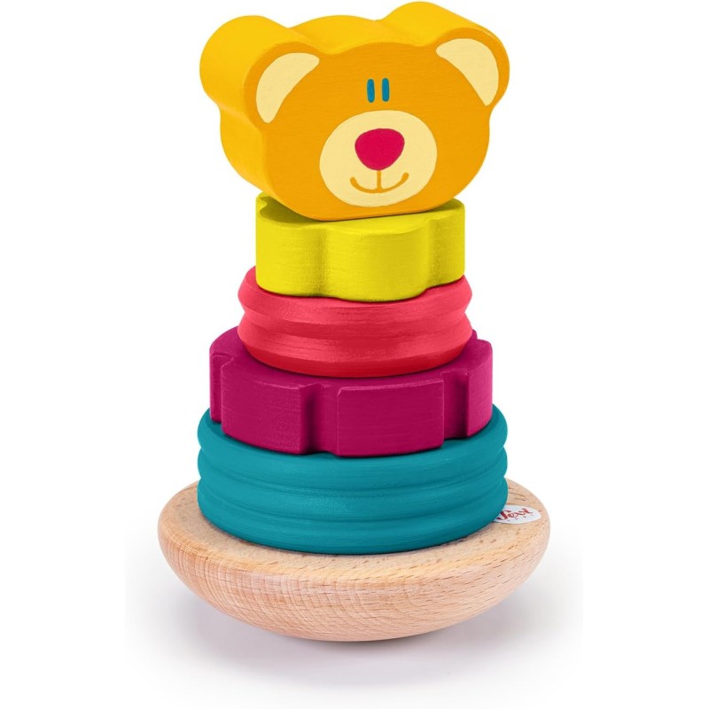 Trudi Sevi - Impilabile tattile magnetico Orso (6 pz) Sevi | Giochi in legno educativi bambini dai 2 anni | 15,5x10x10cm | Costr